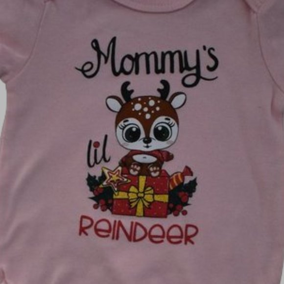 Pink Mommy's Lil Reindeer Christmas Bodysuit  3-6 Months - Picture 2 of 4